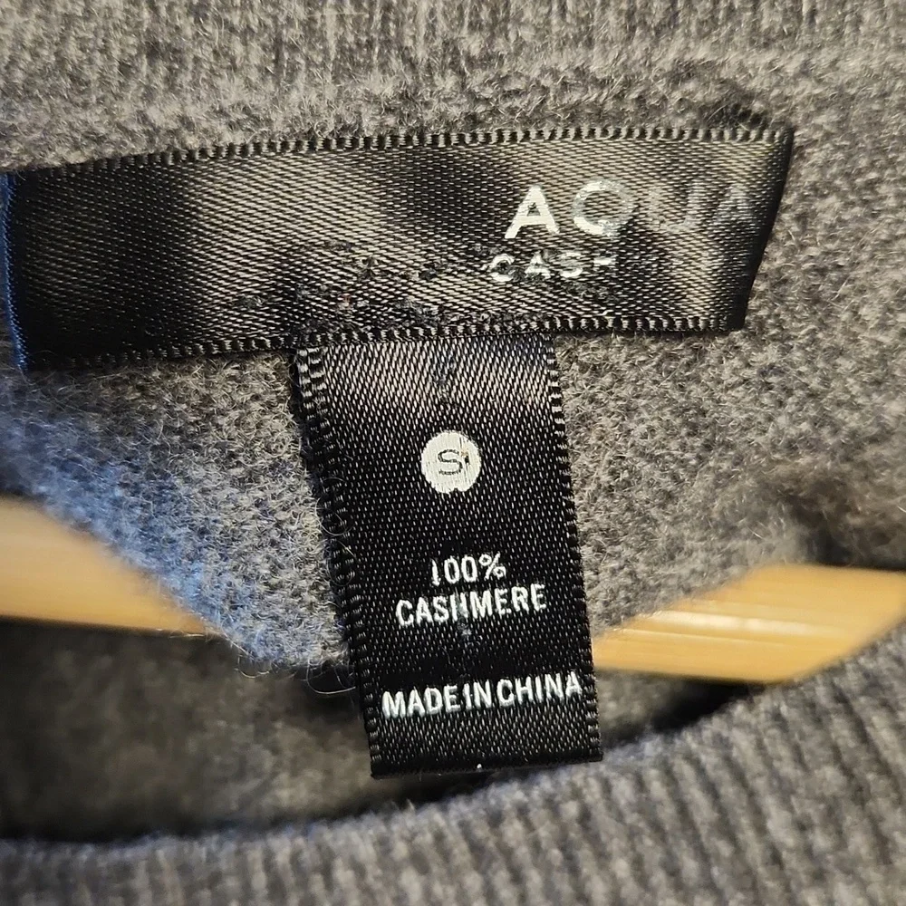 Aqua Heather Gray Cashmere Snap Back Pullover Sweater sz S Very Oversized